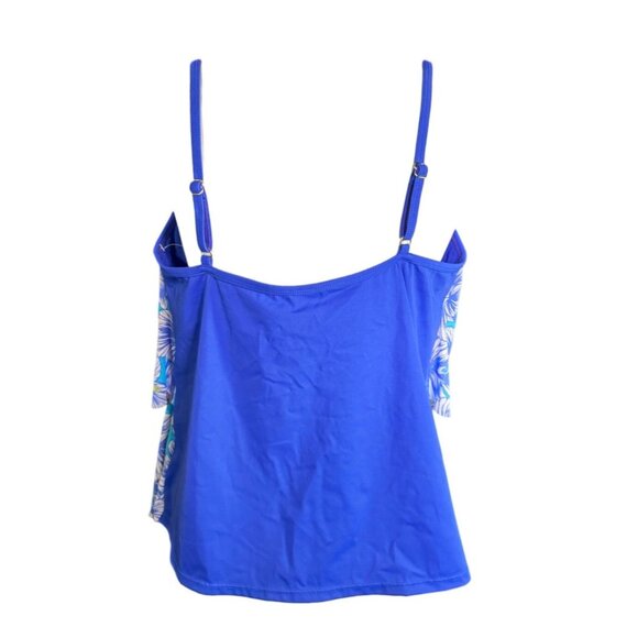 Tropical Escape Missy Flounce Tankini Blue Jay Palm Party Size 16 - Picture 3 of 12